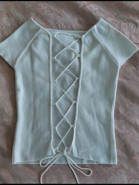 Women's White Lace-Up Front Crop Top